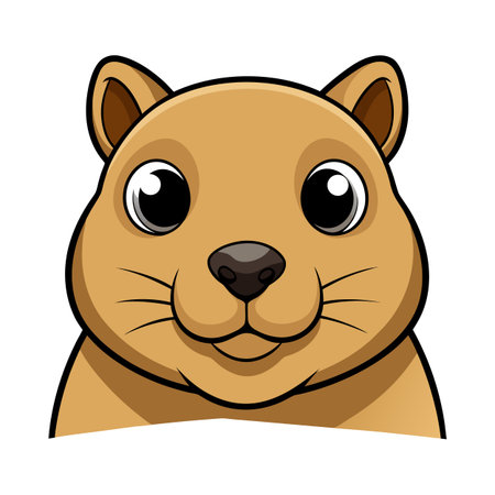 Cartoon Groundhog Portrait: Friendly Brown Face with Big Eyes and Cheerful Expressionのイラスト素材