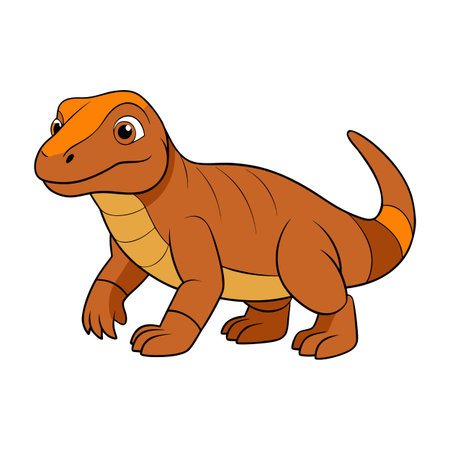 Cartoon Illustration of a Friendly Orange Reptile on a White Backgroundのイラスト素材