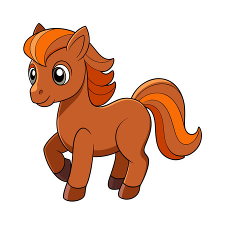 Cartoon-style pony illustration with gradient coat, mane and tail on a white backgroundのイラスト素材