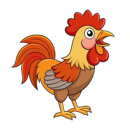 Cartoon rooster vector illustration standing isolated on white background farm animalのイラスト素材