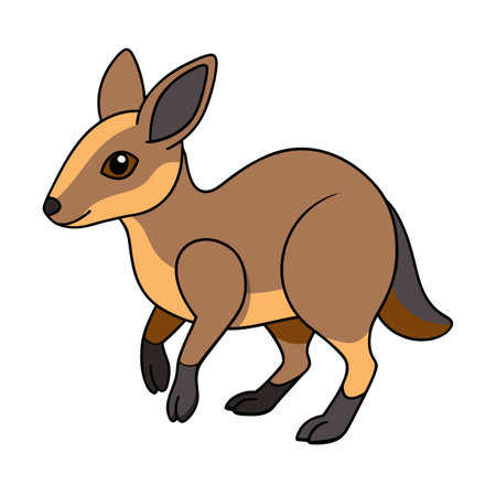 Cartoon kangaroo character illustration with thick outlines and simplified anatomy on white backdropのイラスト素材