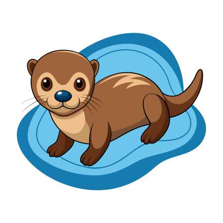 Cartoon otter on water illustration for children's books and educational resourcesのイラスト素材