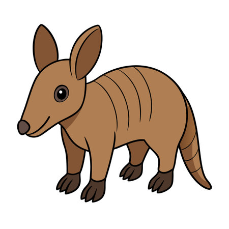 Cartoon armadillo illustration with clean lines and bright colors on white backgroundのイラスト素材