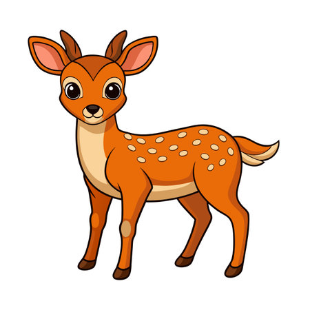 Cute cartoon fawn illustration standing isolated on white background, vector designのイラスト素材