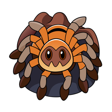 Cartoon spider in burrow with brown and orange design, flat illustrationのイラスト素材