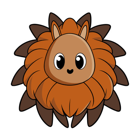 Cute Cartoon Animal Character with Flower Petal Design Surrounding Head and Bodyのイラスト素材