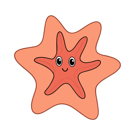 Playful Starfish Cartoon Character Illustration for Children's Products and Educational Materialsのイラスト素材