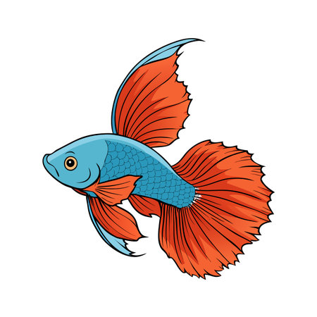 Illustration of a vibrant Betta fish swimming against a white backgroundのイラスト素材