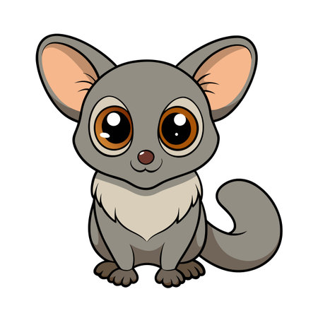 Cute cartoon sugar glider character sitting with big eyes and a smileのイラスト素材