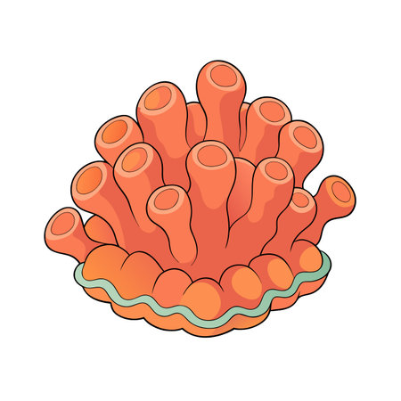 Cartoon illustration of a bright orange cluster of coral with rounded tube shapesのイラスト素材