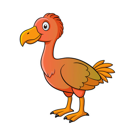 Cartoon illustration of a funny orange bird with a yellow beakのイラスト素材