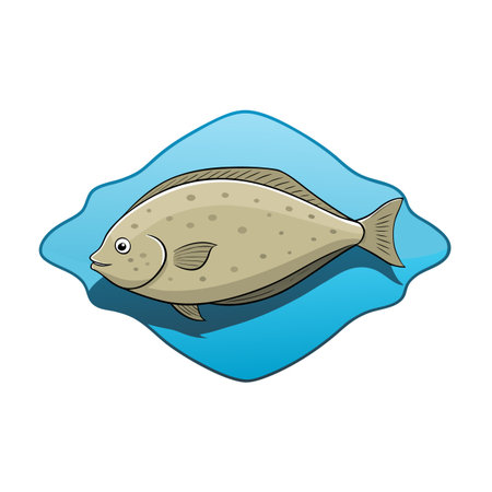Cartoon Flounder on Blue Background for Children's Book Illustration Designsのイラスト素材