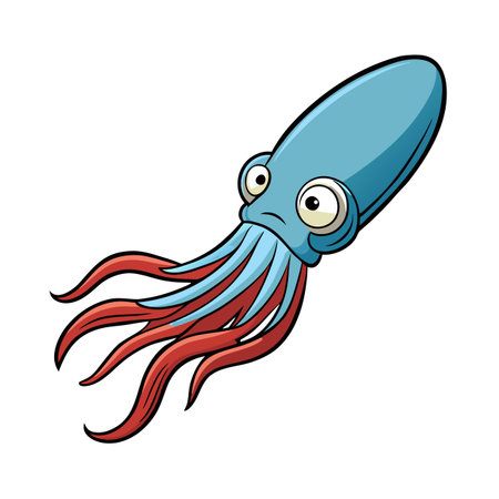 Cartoon Squid Character Illustration with Googly Eyes and Playful Expressionのイラスト素材