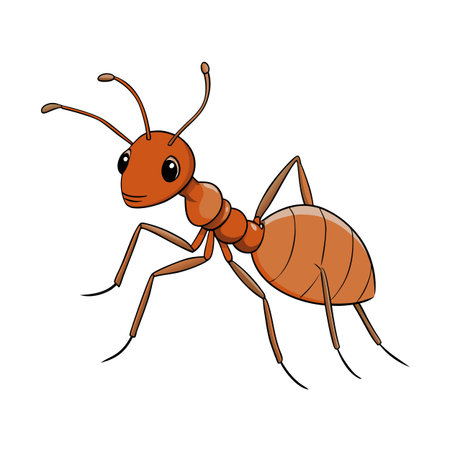 Cartoon Ant Image: A Brown Ant Standing on White Background With Detailed Legsのイラスト素材