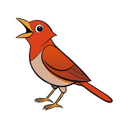 Singing Cartoon Bird with Open Beak Isolated on White Backgroundのイラスト素材