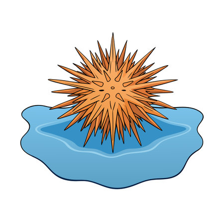 Cartoon Sea Urchin Floating on Water Surface for Educational or Creative Useのイラスト素材