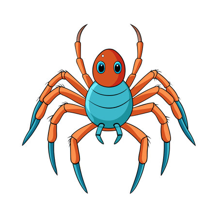 Colorful cartoon spider illustration isolated on a white background suitable for childrenのイラスト素材