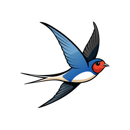 Stylized Swallow Illustration: A Vector Image of Graceful Flight on Whiteのイラスト素材