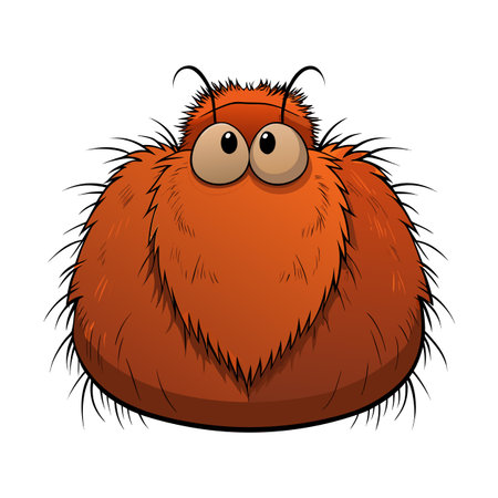 Cartoon illustration of a fluffy orange creature with big eyes isolated on whiteのイラスト素材