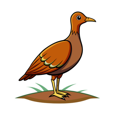 Cartoon image of a brown bird standing on a mound of dirtのイラスト素材