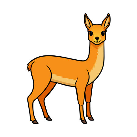 Stylized Cartoon Illustration of a Fawn Standing on a White Backgroundのイラスト素材