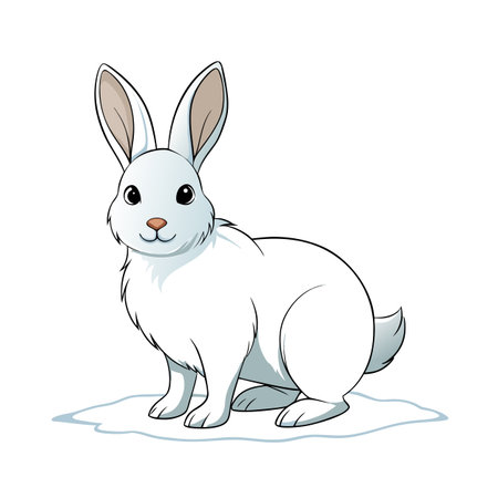 Illustration of a cute white rabbit sitting, isolated on a white backgroundのイラスト素材