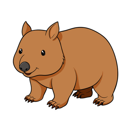 Illustration of a happy wombat isolated on white, suitable for children's contentのイラスト素材