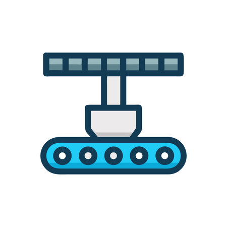Conveyor Belt Machine Illustration in Blue, Gray, and Black for Industrial Useのイラスト素材
