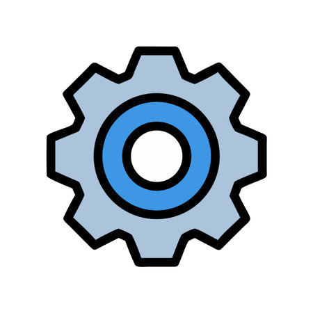 Light blue gear icon illustration on black background for settings or configurationsのイラスト素材