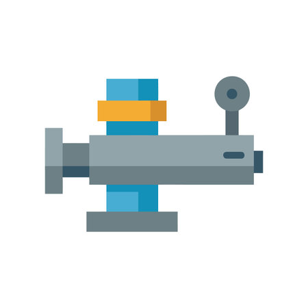 Flat Illustration of a Gray and Blue Engineering Machine on Black Backgroundのイラスト素材