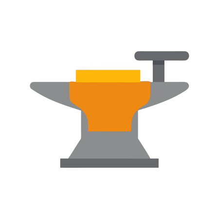 Anvil with metal workpiece on a black background in flat graphic styleのイラスト素材