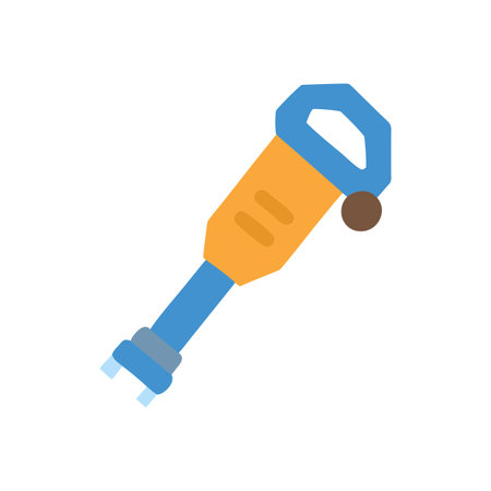 Stylized flat illustration of a hand blender in blue and yellow tonesのイラスト素材