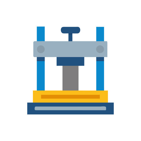 Hydraulic press machine illustration with flat design over black background studio shotのイラスト素材