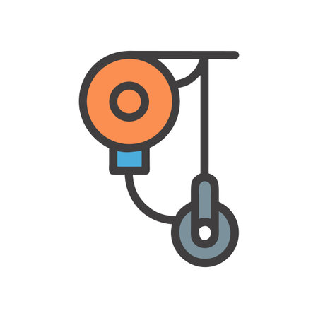 Retractable tool tether icon in outline style with orange and blue colorsのイラスト素材