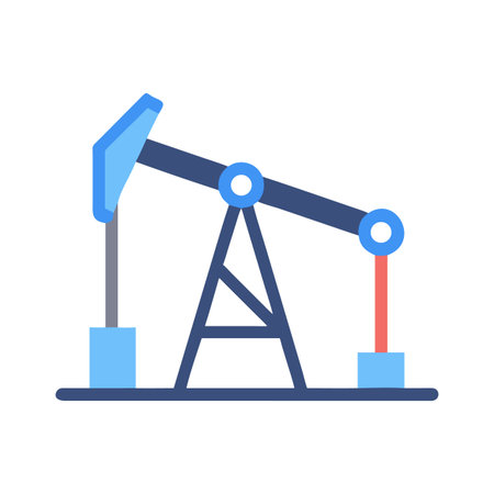 Oil pump jack abstract icon in flat style on a black backgroundのイラスト素材