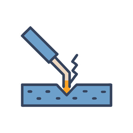 Schematic illustration of an automated welding process on a metal sheet, simple graphic styleのイラスト素材