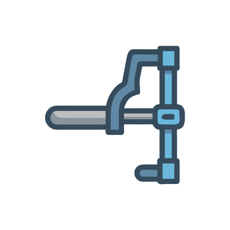 Minimalist flat illustration of a woodworking clamp on a black background, simple designのイラスト素材
