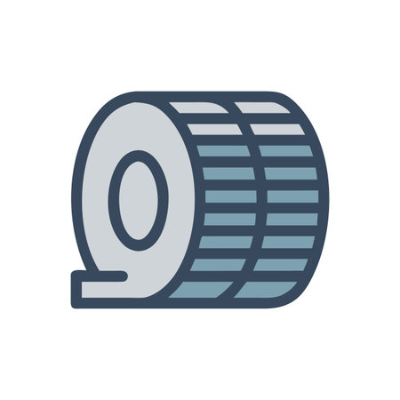 Cartoon style roll of adhesive tape icon on black background, graphic designのイラスト素材