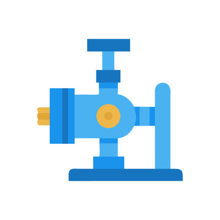 Blue machine vector illustration over black background, flat design, isolated simple shapeのイラスト素材