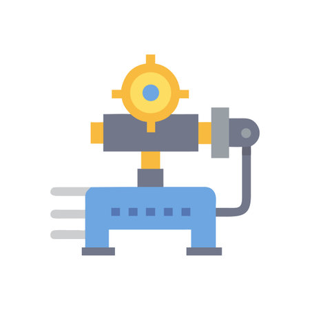 Stylized illustration of an industrial machine with gears and pipes against black backgroundのイラスト素材