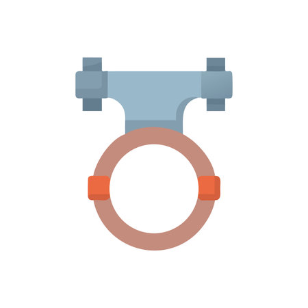 Minimalist icon of a metal pipe support with a ring on a black backgroundのイラスト素材