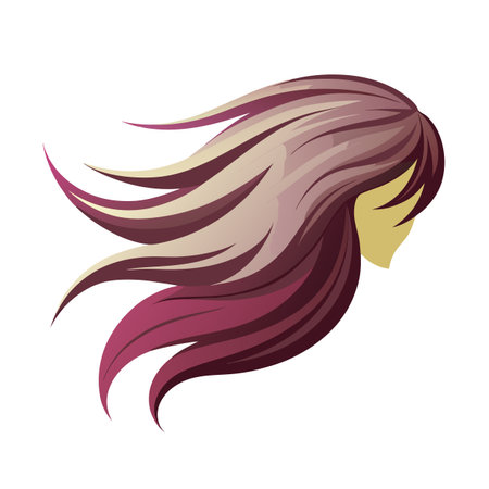 Stylish layered hair vector illustration with burgundy tipsのイラスト素材