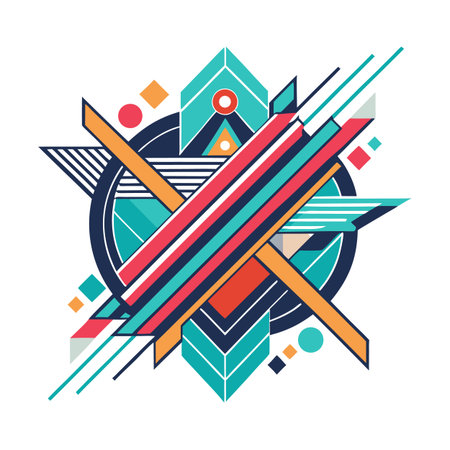 Modern Abstract Geometric Composition with Shapes and Linesのイラスト素材