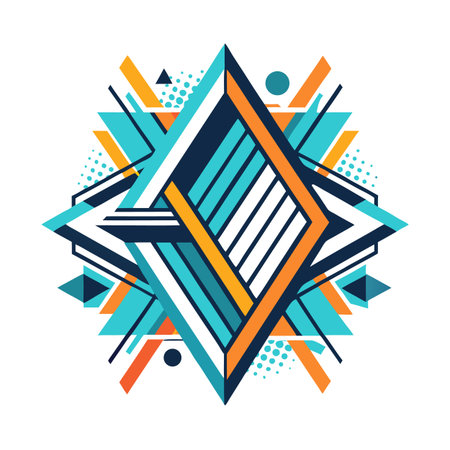 Abstract Geometric Shape Art with Triangles and Circlesのイラスト素材