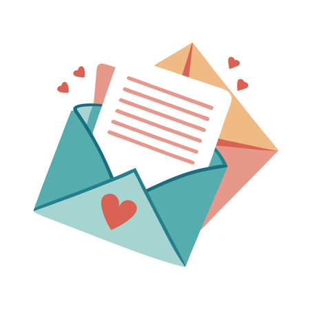Romantic letter with hearts, love note vector illustrationのイラスト素材
