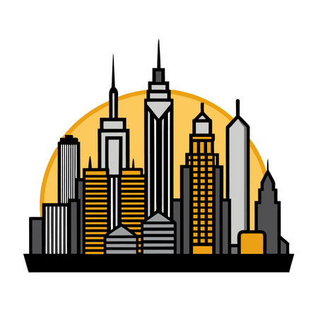 Cityscape skyline with minimalist design and urban themeのイラスト素材