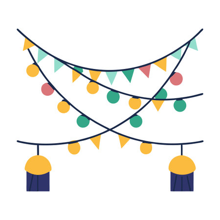 Festive Lights and Bunting: Celebration Vector Illustrationのイラスト素材