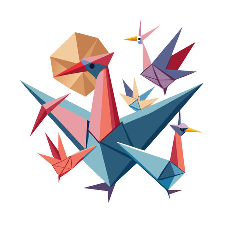 Geometric Origami Birds Art Composition Creative Designのイラスト素材