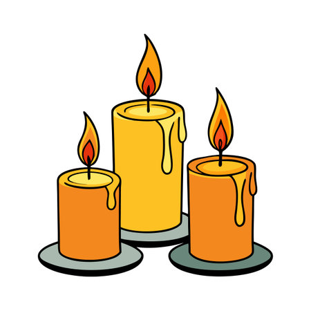 Cartoon Candles: Yellow, Orange, and Bright Flame Illustrationのイラスト素材