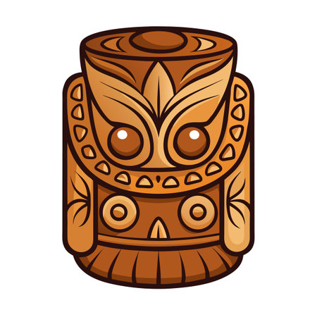 Cartoon tiki idol illustration for tropical designsのイラスト素材